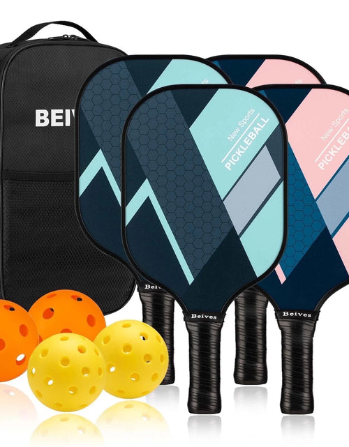 Load image into Gallery viewer, Pickleball Paddles Set of 4 with 4 Balls &amp; Carry Bag - Lightweight 7.9Oz Fiberglass Racket, Non-Slip Comfort Grip, for Men &amp; Women
