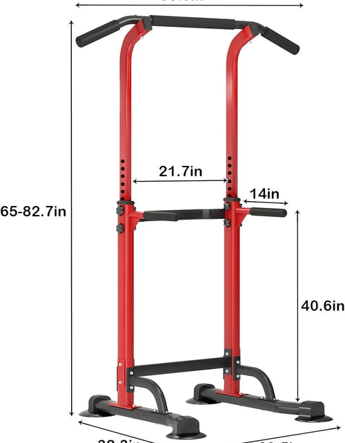 Load image into Gallery viewer, Height Adjustable Power Tower Dip Stands Pull up Bar Strength Training for Home Gym Red
