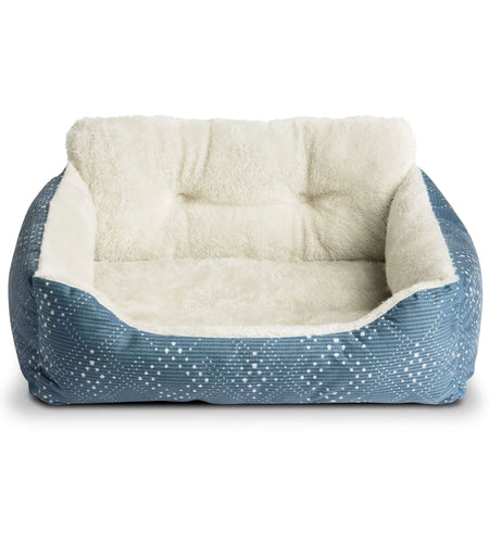 Puppy Dog Bed, Plush Bolster Dog for Small Dogs, Small, 21" X 17", Blue