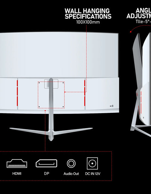 Load image into Gallery viewer, 27 Inch Curved Monitor 100Hz, PC White Computer Gaming Monitor FHD 1080P, 1800R, Frameless, Built-In Speakers
