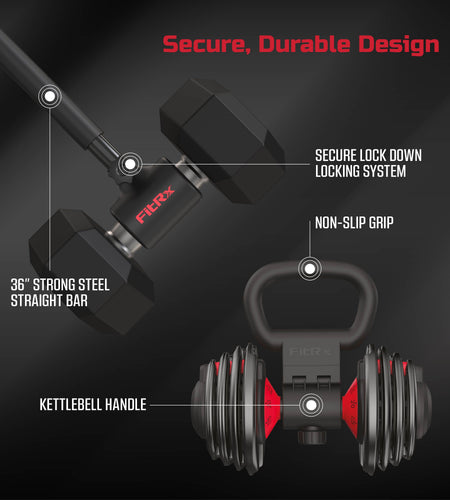 X-Bell System Dumbbells to Barbell Converter, Dumbbell to Curl Bar, Macebell and Kettlebell Handle