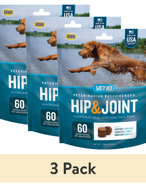 Load image into Gallery viewer, (3 Pack) Vetiq Hip &amp; Joint Supplement for Dogs, Chicken Flavored Soft Chews, 7.4 Oz, 60 Count
