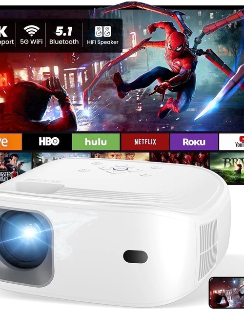 Load image into Gallery viewer, Portable Mini Projector with Wifi and Bluetooth and Speaker, Native 1080P 4K Support for Home Theater, Camping and Outdoor Movies
