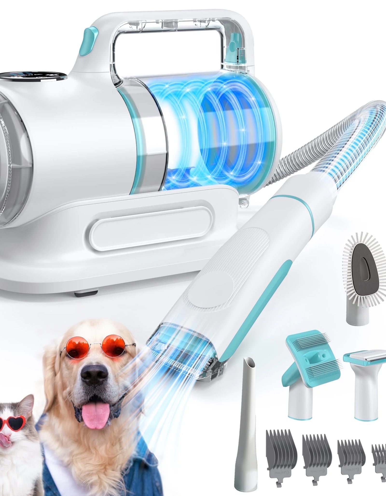 Professional 6-In-1 Dog Grooming Vacuum Kit - 11000PA High Suction & 1.5L Large Capacity | 99% Hair Removal with Complete Grooming Tools | High Suction Pet Vacuum for Professional Grooming