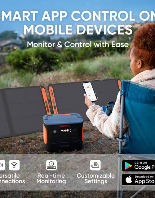 Load image into Gallery viewer, 2000W Output/4000W Peak Solar Generator 1000 plus Expandable Push Button Start Battery Lifepo4 W/Two 100W Solar Panels
