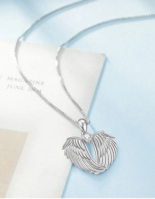 Load image into Gallery viewer, Jewelry on Clearance！Necklaces for Women Angel Wings Necklace 925 Silver Guardian Angel Wings Pendant Birthstone Necklace for Women Jewelry Gifts
