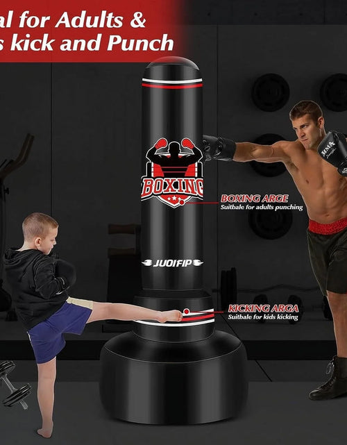 Load image into Gallery viewer, Freestanding Heavy Punching Bag Set with Gloves, Red
