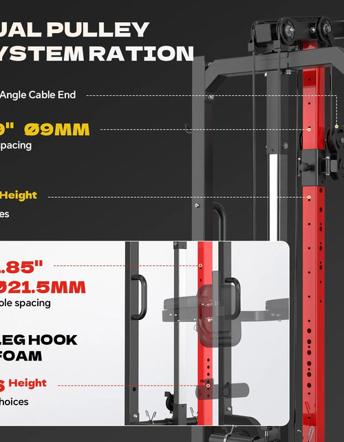 Load image into Gallery viewer, Home Gym Machine - High/Low Pulley System for Lat Pulldown, Row &amp; Back Workout, with Leg Support | All-In-One Strength Training Equipment for Home Gym
