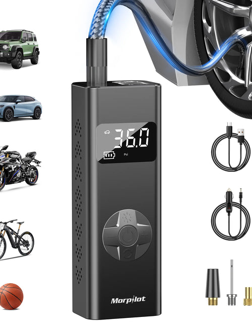 Load image into Gallery viewer, Tire Inflator Portable Air Compressor, 3-150PSI 12V DC Electric Air Pump for Car Tires with Tire Pressure Gauge, Bike Tire Pump with LED Light for Car SUV ATV Motorcycle Bike
