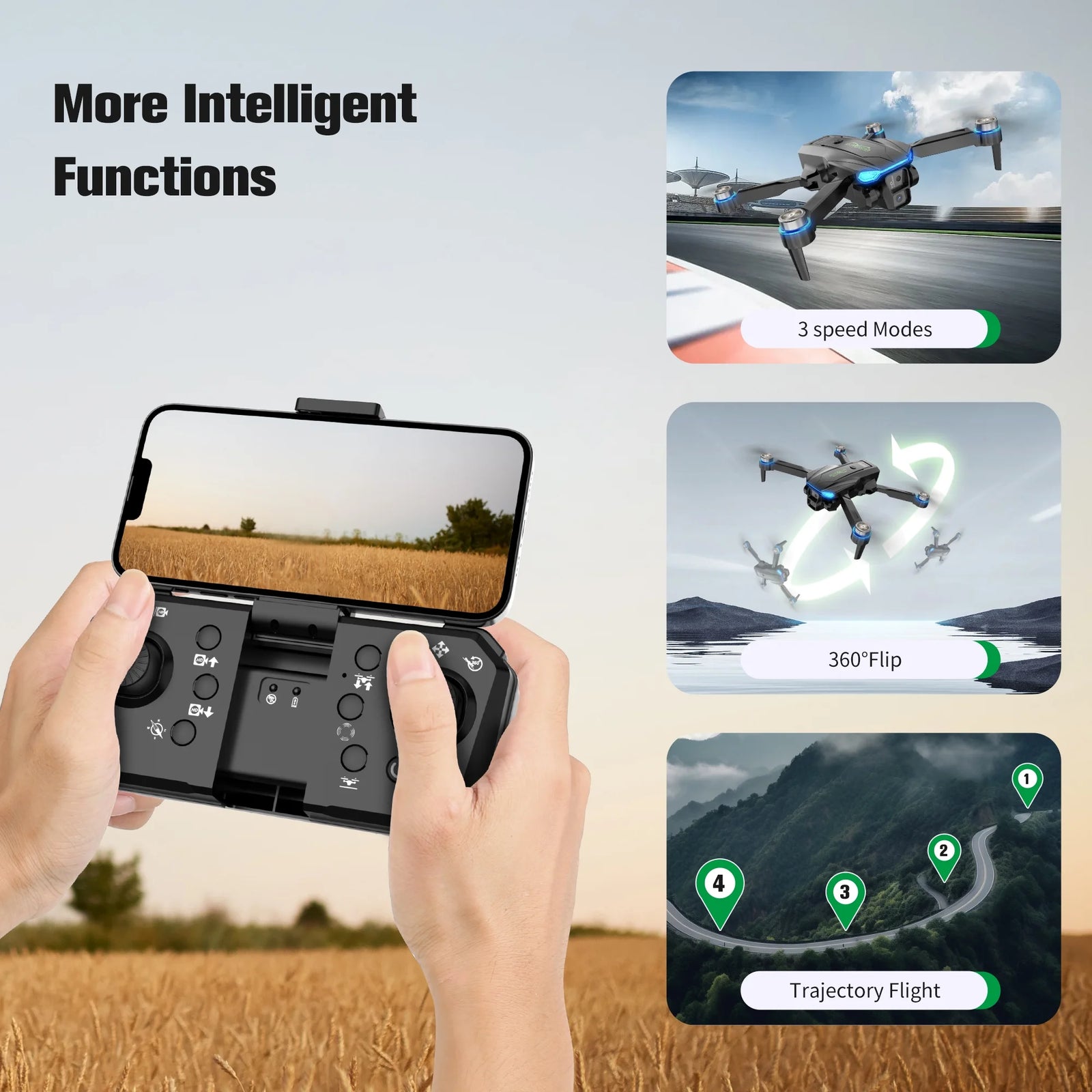 3PC Battery RC Drone 4K Professional Dual Camera 6CH Foldable Drone Obstacle Avoidance RC Quadcopter Helicopter Toys for Kids Boys