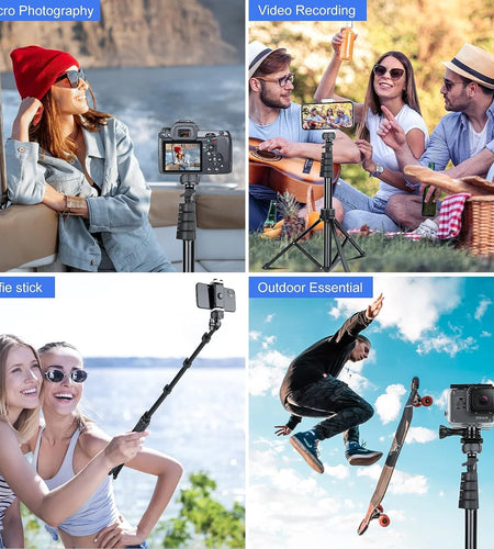 Innotech 62" Phone Tripod & Selfie Stick, Extendable Cell Phone Tripod Stand with Wireless Remote and Phone Holder, Compatible with Iphone Android Phone, Camera