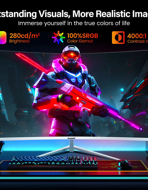 Load image into Gallery viewer, 27 Inch Curved Monitor 100Hz, PC White Computer Gaming Monitor FHD 1080P, 1800R, Frameless, Built-In Speakers
