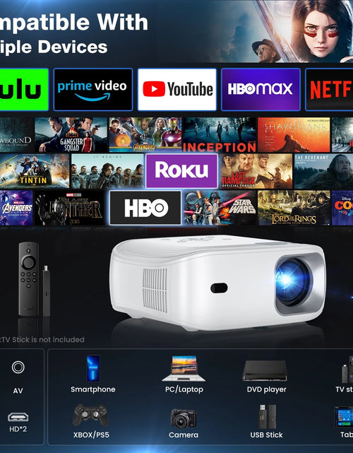Load image into Gallery viewer, Portable Mini Projector with Wifi and Bluetooth and Speaker, Native 1080P 4K Support for Home Theater, Camping and Outdoor Movies
