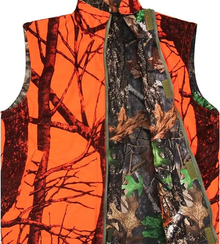 Hunting Heated Vest, Camo Orange Reversible Vest, Game Vest Jacket for Hunting, Lightweight Heating Vest (M)