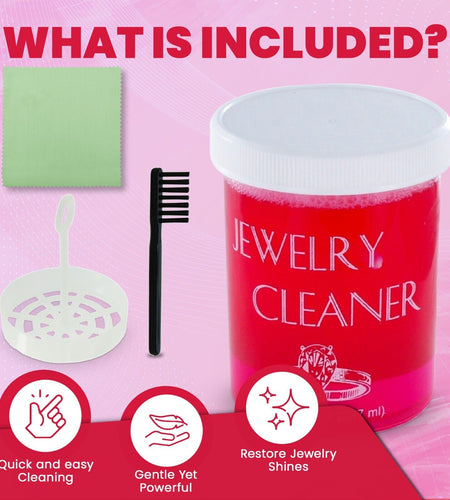 JSP Gold Silver Jewelry Cleaner Solution Diamond Gem Dip Liquid Basket Brush