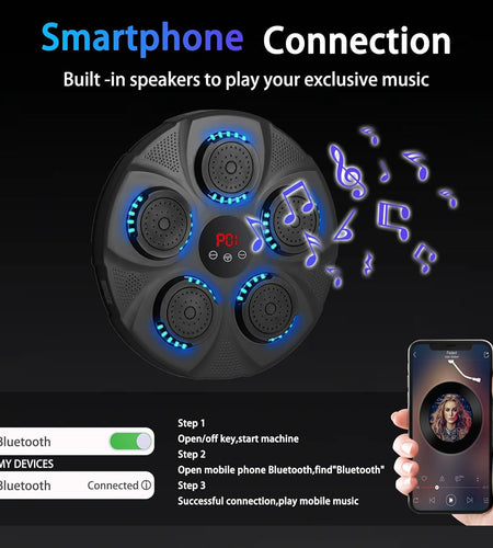 New Smart Music Boxing Machine with Boxing Gloves, Wall Mounted Smart Bluetooth Music Boxing Trainer with LED, Electronic Boxing Target Workout Punching Equipment for Home, Indoor, Gym