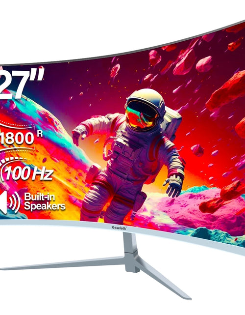 Load image into Gallery viewer, 27 Inch Curved Monitor 100Hz, PC White Computer Gaming Monitor FHD 1080P, 1800R, Frameless, Built-In Speakers
