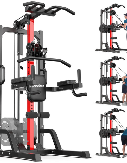 Load image into Gallery viewer, Home Gym Machine - High/Low Pulley System for Lat Pulldown, Row &amp; Back Workout, with Leg Support | All-In-One Strength Training Equipment for Home Gym
