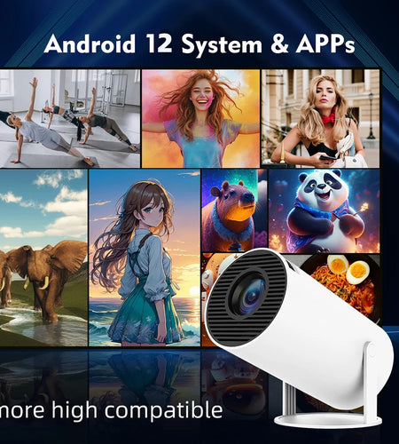 Mini HY300 Projector with Android 12 2GB RAM 16GB ROM WIFI 6, Max 4K, Bluetooth Video Projectors